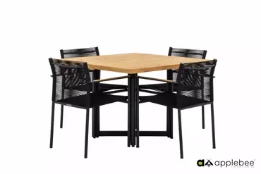 Dining Tuinstoel Jakarta Zwart Touw Aluminium RVS Stoel Buiten Applebee - afbeelding 8