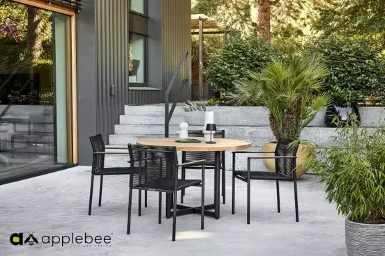 Dining Tuinstoel Jakarta Zwart Touw Aluminium RVS Stoel Buiten Applebee - afbeelding 12