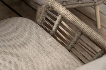 Puglia low dining chair latte with 2 cushions detail, 4 Seasons Outdoor, tuinmeubels.nl