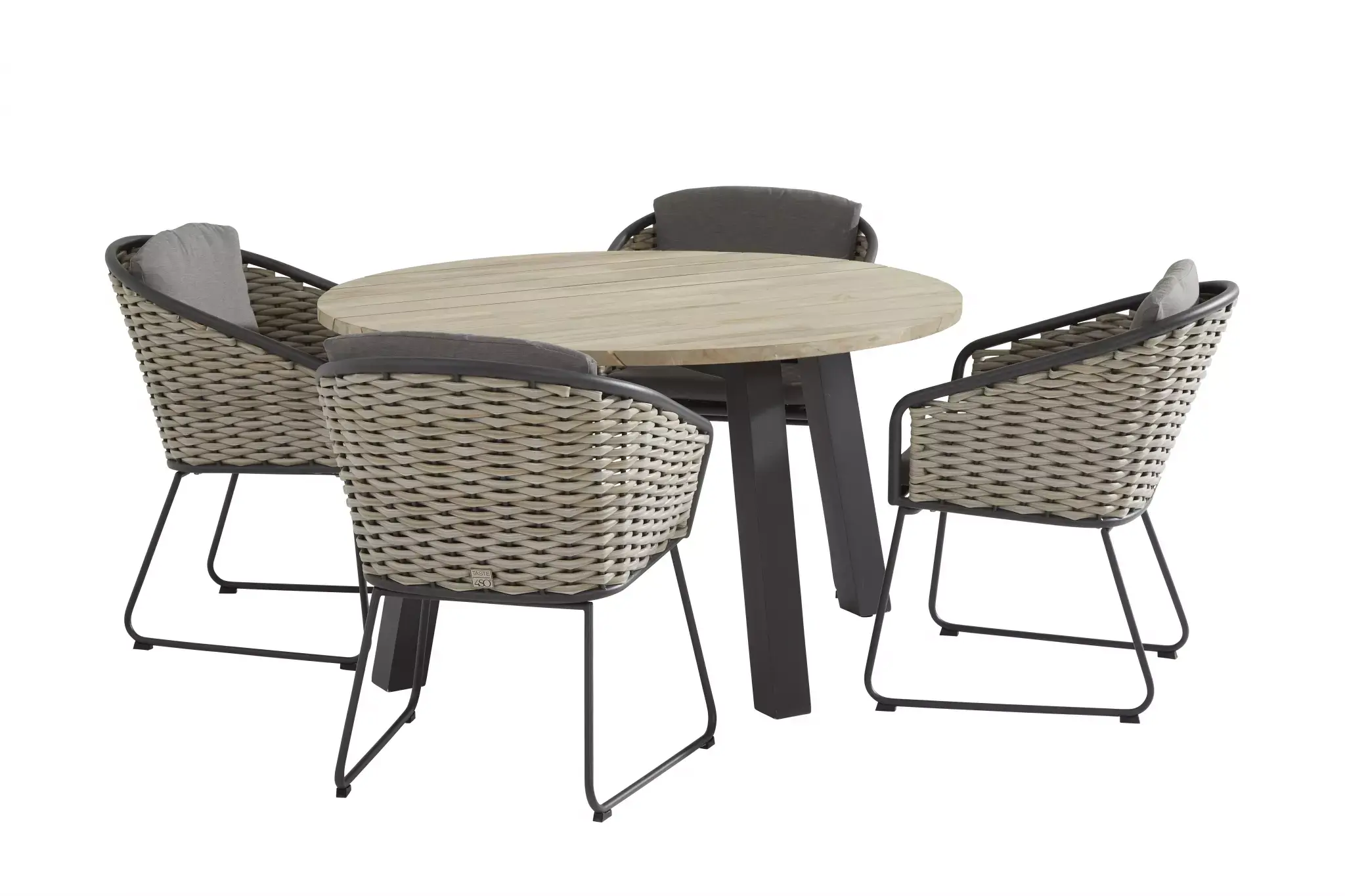 Diningset Derby 130 cm rond 4 Bo tuinstoelen 4 Seasons Outdoor - Tuinmeubels.nl