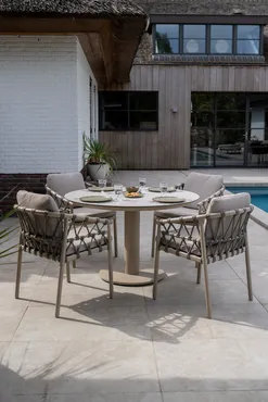 Diningtafel Sarah 120 75 Latte 4SO Printed Keramiek Tafel Buiten Tuintafel 4 Seasons Outdoor - afbeelding 2