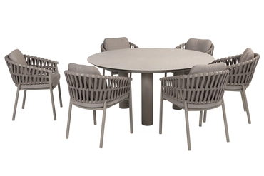 Donato Ø160 cm cloud met 6 Catalana stoelen, 4 Seasons Outdoor, tuinmeubels.nl