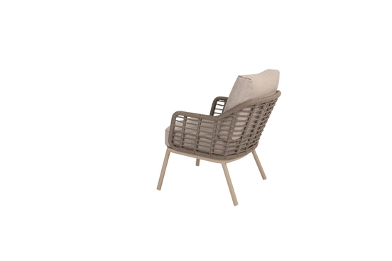 Donato Ø160 cm met 6x Puglia low dining latte stoel zij, 4 Seasons Outdoor, tuinmeubels.nl