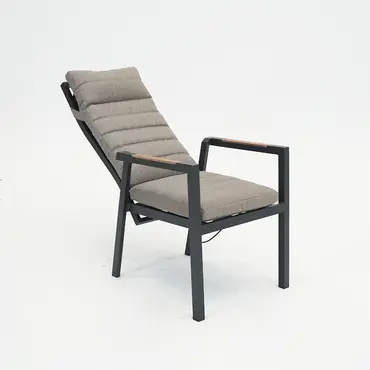 Donna verstelbare stoel met kussen woodlook arm, Sens-line, Tuinmeubels.nl