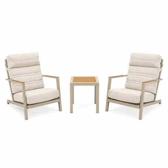 Duoset Hugo beige 2 stoelen met een koffietafel, VITA tuinmeubelen,Tuinmeubels.nl