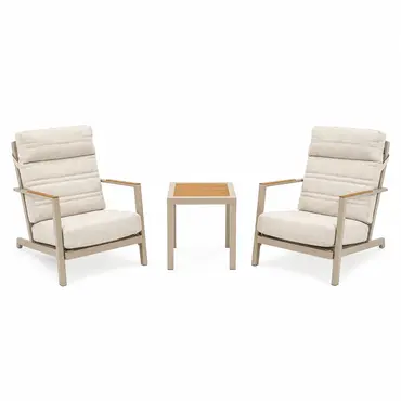 Duoset Hugo beige 2 stoelen met een koffietafel, VITA tuinmeubelen,Tuinmeubels.nl