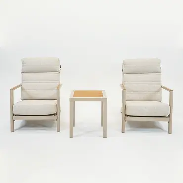 Duoset Hugo beige 2 stoelen met een koffietafel, VITA tuinmeubelen,Tuinmeubels.nl