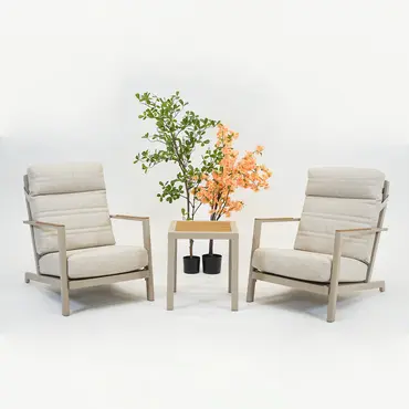 Duoset Hugo beige 2 stoelen met een koffietafel, VITA tuinmeubelen,Tuinmeubels.nl