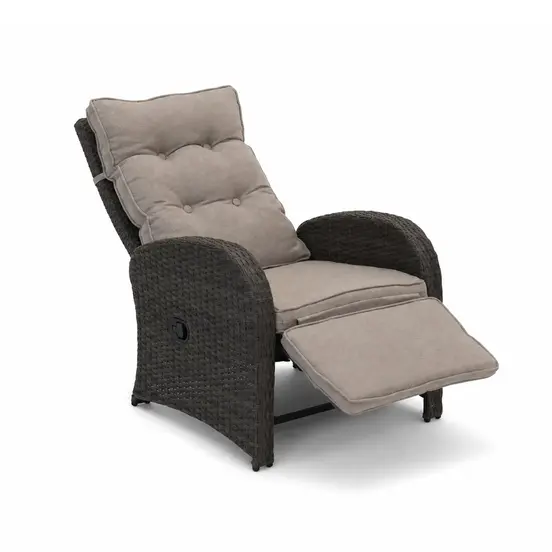 Duoset Melia met beige kussen stoel zijkant, Vita, tuinmeubels.nl
