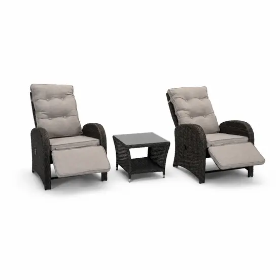 Duoset Melia met beige kussen stoel verstelbaar, Vita, tuinmeubels.nl