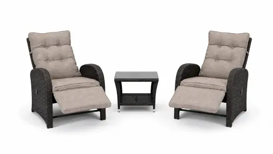 Duoset Melia met beige kussen verstelbaar, Vita, tuinmeubels.nl