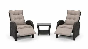 Duoset Melia met beige kussen verstelbaar, Vita, tuinmeubels.nl