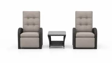 Duoset Melia met beige kussen voor, Vita, tuinmeubels.nl