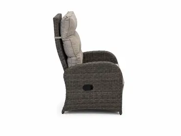 Duoset Melia met beige kussen stoel zijkant, Vita, tuinmeubels.nl