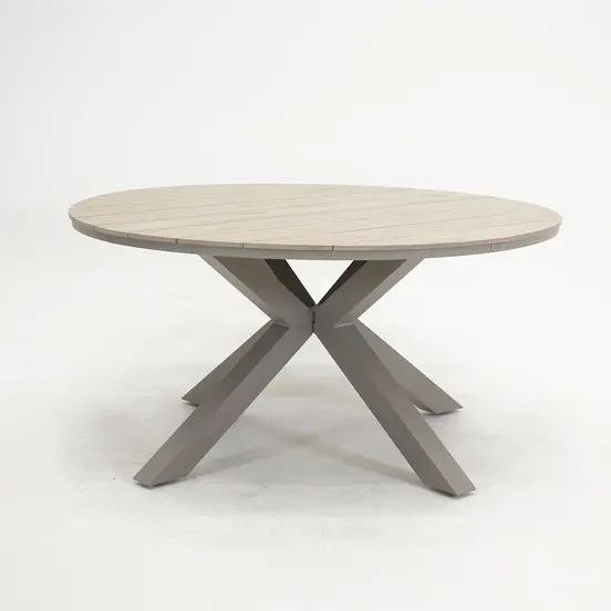 Edison tafel Ø148 cm taupeteak zijkant, Garden Impressions, tuinmeubels.nl