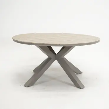 Edison tafel Ø148 cm taupeteak zijkant, Garden Impressions, tuinmeubels.nl