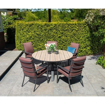Edison tafel Ø148 cm zwartteak, Garden Impressions, tuinmeubels.nl