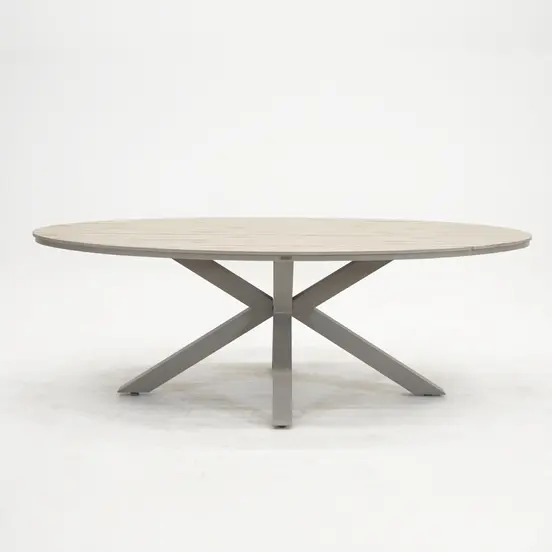 Edison tafel 220x115xH75 cm taupeteak zijkant, Garden Impressions, tuinmeubels.nl