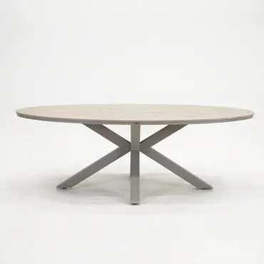 Edison tafel 220x115xH75 cm taupeteak zijkant, Garden Impressions, tuinmeubels.nl
