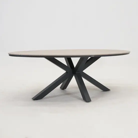 Edison tafel 220x115xH75 cm zwartteak zijkant, Garden Impressions, tuinmeubels.nl