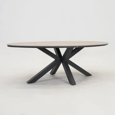 Edison tafel 220x115xH75 cm zwartteak zijkant, Garden Impressions, tuinmeubels.nl