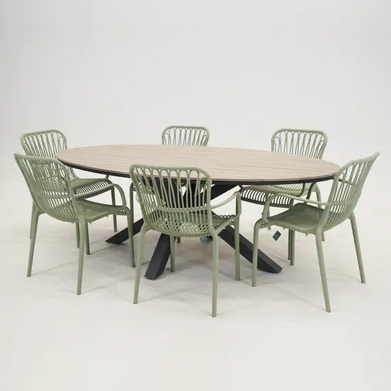 Edison tafel 220x115xH75 cm zwartteak madrid, Garden Impressions, tuinmeubels.nl