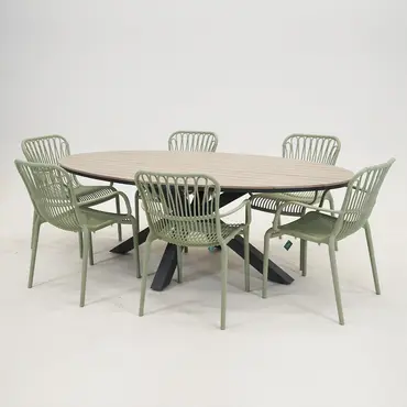Edison tafel 220x115xH75 cm zwartteak madrid, Garden Impressions, tuinmeubels.nl