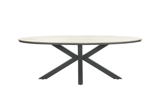 Edison tafel 280x140xH75 cm carbon light teak zijkant, Garden Impressions, tuinmeubels.nl