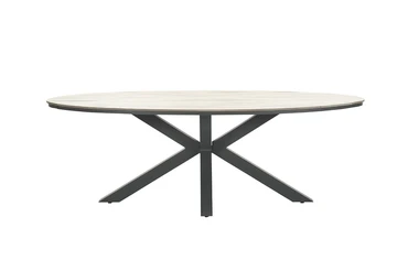 Edison tafel 280x140xH75 cm carbon light teak zijkant, Garden Impressions, tuinmeubels.nl