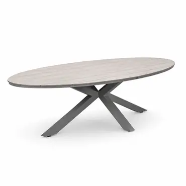 Edison tafel 280x140xH75 cm tafel, taupe/light teak met 8 Teromos dining stoelen, Garden Impressions, tuinmeubels.nl