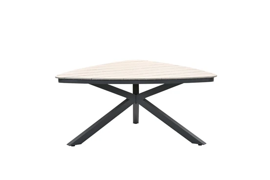 Edison triangle tafel 170cm black light teak achterkant, Garden Impressions, tuinmeubels.nl