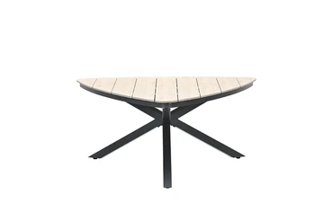 Edison triangle tafel 170cm black light teak zijkant, Garden Impressions, tuinmeubels.nl