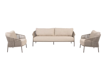 Florence loungeset 3-delig terre, 4 Seasons Outdoor, tuinmeubels.nl