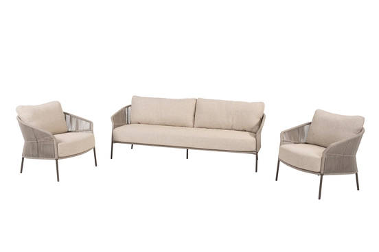 Florence loungeset 3-delig terre schuin, 4 Seasons Outdoor, tuinmeubels.nl