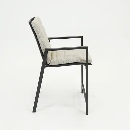 Genua Barchair met kussen antraciet zijkant, Sens-Line, Tuinmeubels.nl