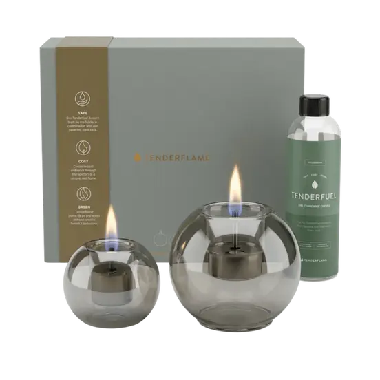 Globus 10 & 15 Graphite + 0,5ltr Tenderfuel, Tenderflame, tuinmeubels.nl