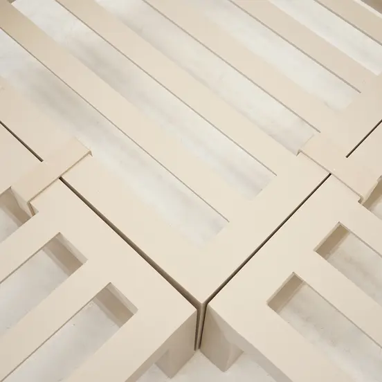 Grosso 2-zits bank L + hocker beige clips, Vita, Tuinmeubels.nl