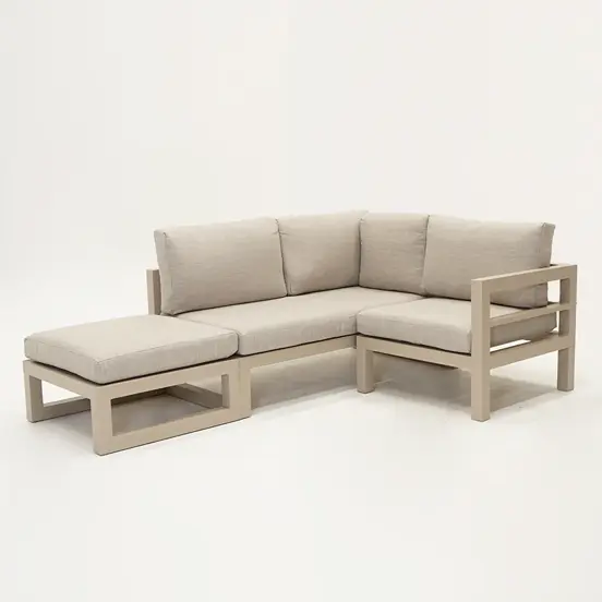 Grosso 2-zits bank L + hocker + hoek beige, Vita, Tuincentrumoutlet