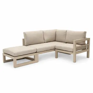 Grosso 2-zits bank L + hocker + hoek beige, Vita, Tuincentrumoutlet