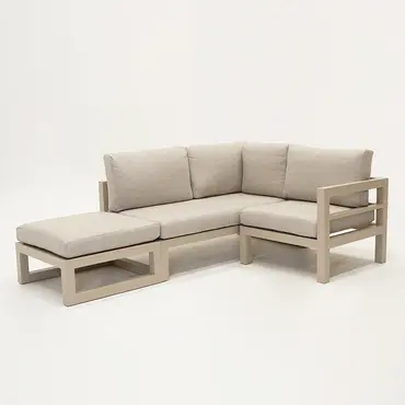 Grosso 2-zits bank L + hocker + hoek beige, Vita, Tuincentrumoutlet