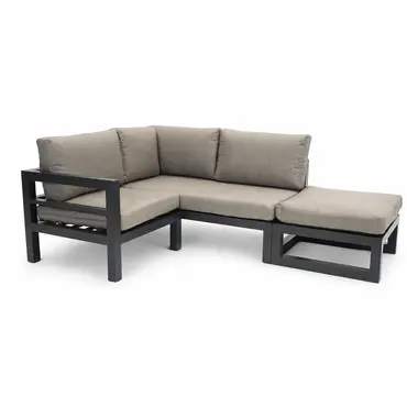 Grosso 2-zits bank R+ hocker + hoek beige, Vita, tuinmeubels.nl
