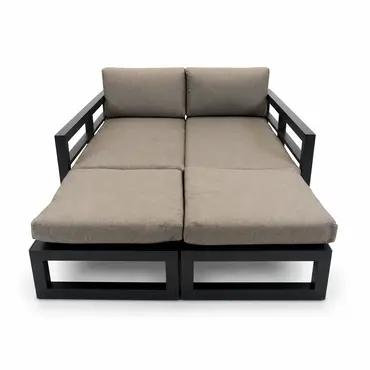 Grosso 4-zits bank + 2x hocker beige, Vita, Tuinmeubels.nl