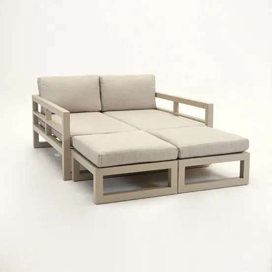 Grosso 4-zits bank + 2x hocker beige, Vita, Tuinmeubels.nl