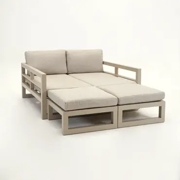 Grosso 4-zits bank + 2x hocker beige, Vita, Tuinmeubels.nl