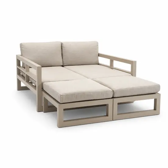 Grosso 4-zits bank + 2x hocker beige, Vita, Tuinmeubels.nl