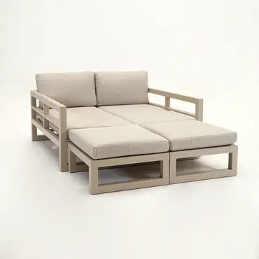 Grosso 4-zits bank + 2x hocker beige, Vita, Tuinmeubels.nl