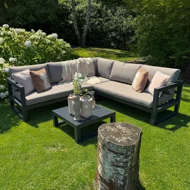 Grosso hoekbank 4 delig groot L beige detail, Vita, Tuinmeubels.nl
