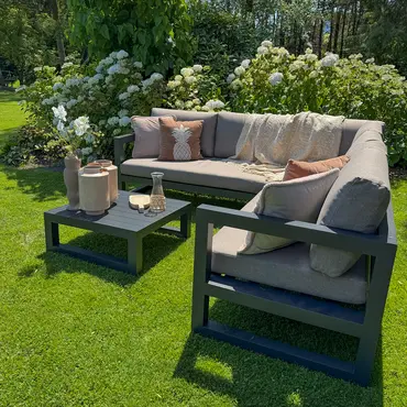 Grosso hoekbank 4 delig groot R beige sfeer, Vita, Tuinmeubels.nl