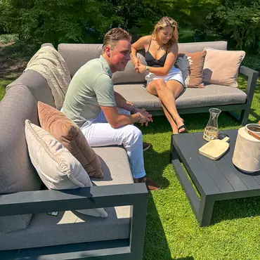 Grosso hoekbank 4 delig groot R beige sfeervol, Vita, Tuinmeubels.nl