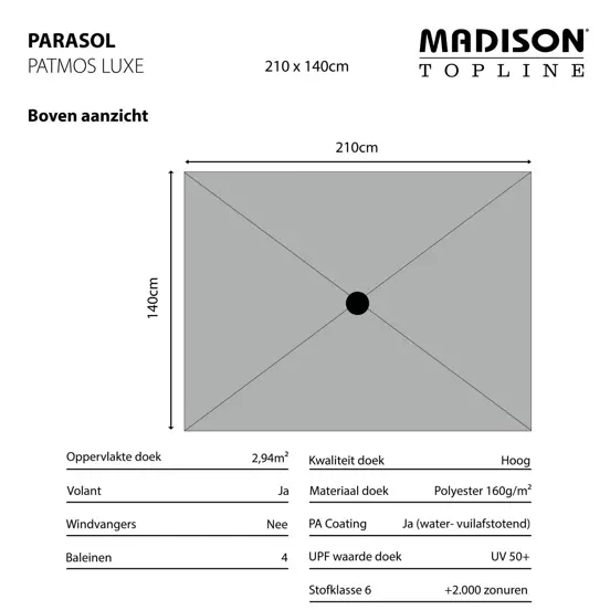 Parasol Patmos Luxe uitgetekend 2, Madison, tuinmeubels